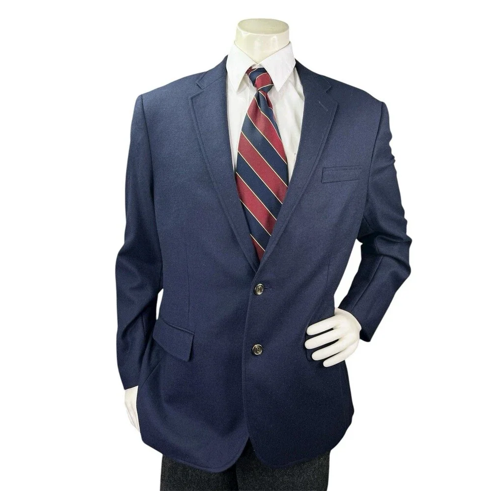 J. CREW Ludlow American Woolen Company Flannel Wool Blazer Men's 44R Navy